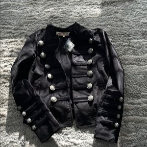 Fitted Velvet Military Jacket